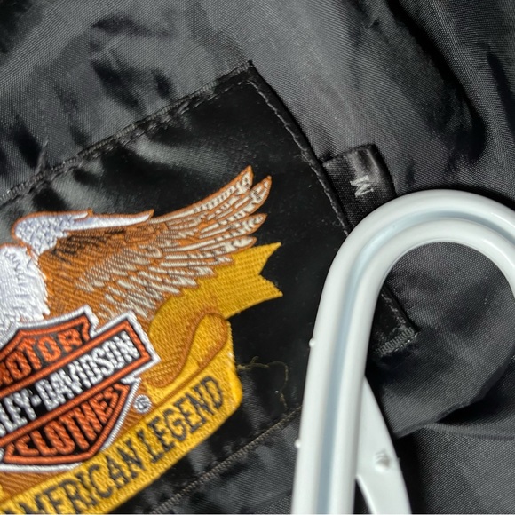 ❌SOLD-DEPOP❌ Vintage Harley Davidson Racing Bomber Jacket Medium Black/Orange - Picture 16 of 16